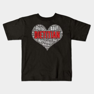 Dietitian Heart Shape Word Cloud Design Nutritionist graphic Kids T-Shirt